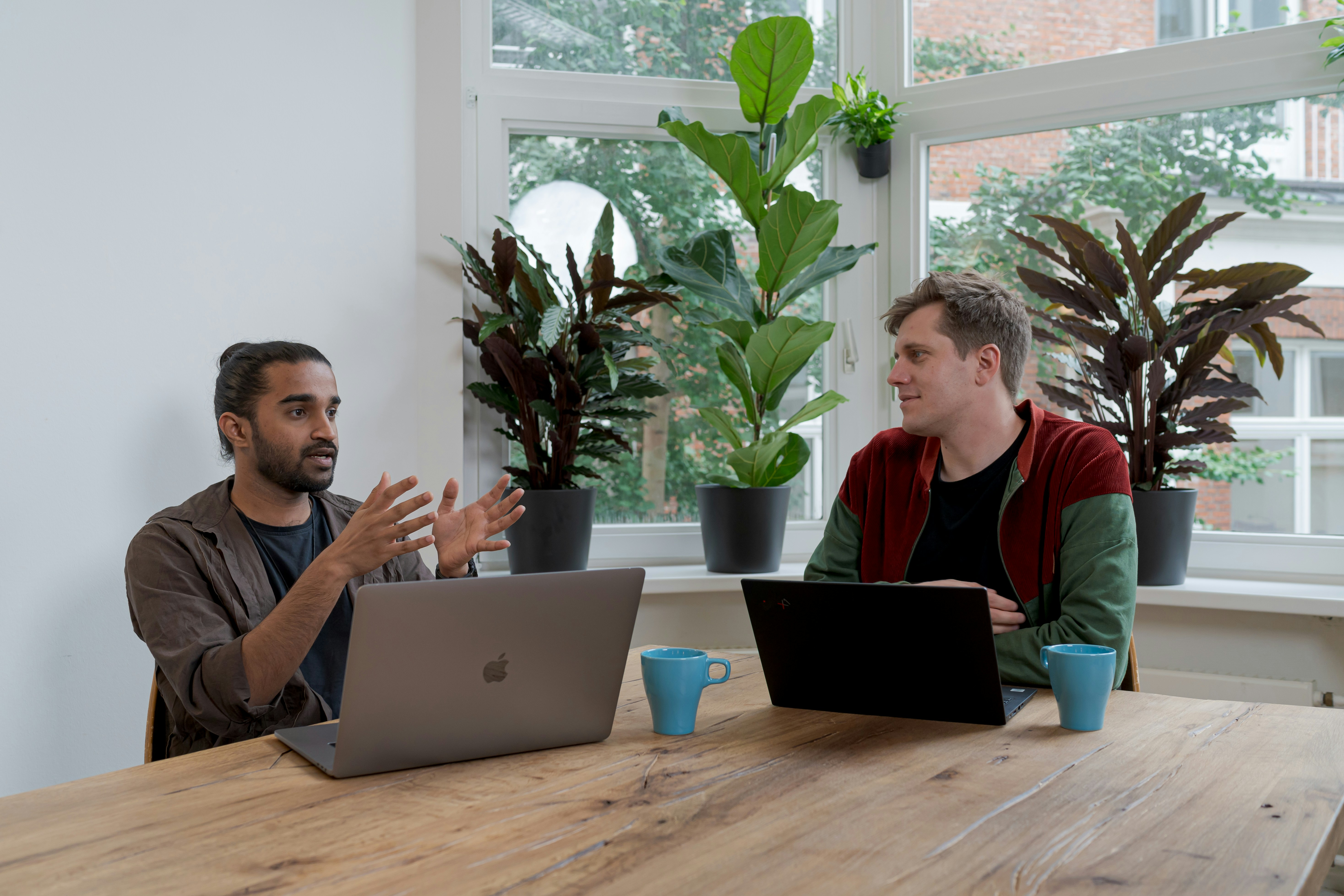 Two team members collaborating on a project